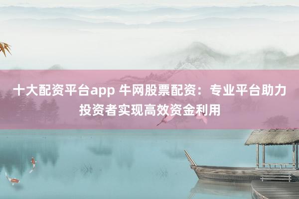 十大配资平台app 牛网股票配资：专业平台助力投资者实现高效资金利用