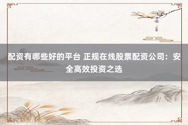 配资有哪些好的平台 正规在线股票配资公司：安全高效投资之选