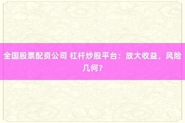 全国股票配资公司 杠杆炒股平台:放大收益,风险几何?