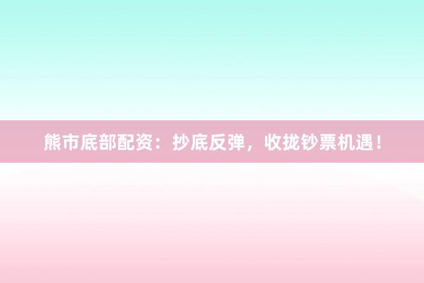 熊市底部配资:抄底反弹,收拢钞票机遇!