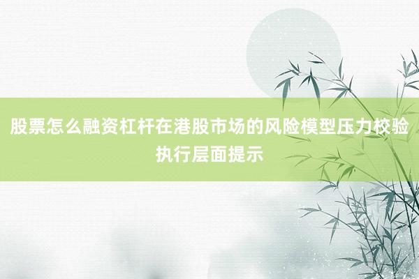 股票怎么融资杠杆在港股市场的风险模型压力校验执行层面提示
