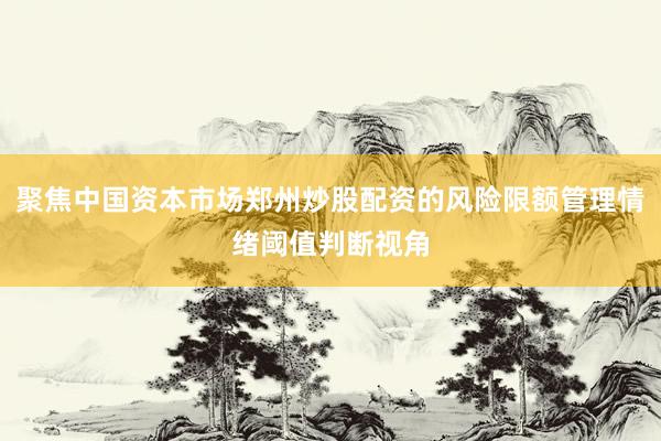 聚焦中国资本市场郑州炒股配资的风险限额管理情绪阈值判断视角