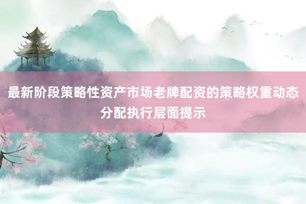 最新阶段策略性资产市场老牌配资的策略权重动态分配执行层面提示